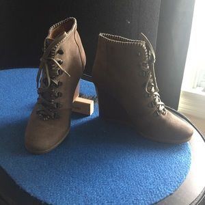 JCrew wedge booties ( leather)